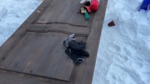 Обжиг деревянной двери и покрытие яхтным лаком