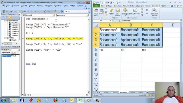VBA Visual Basic Einführungskurs mit Excel 2010 | Range-Objekt und Namen in Tabellen | Film 002 смотреть онлайн