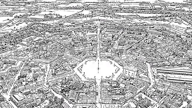 Sketch doodle style. Palmanova, Udine, Italy. An exemplary fortification project of its time was la смотреть онлайн