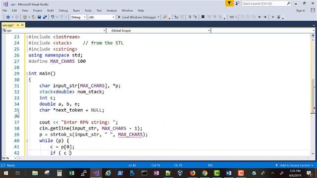 C++ stack container adapter reverse polish notation смотреть онлайн