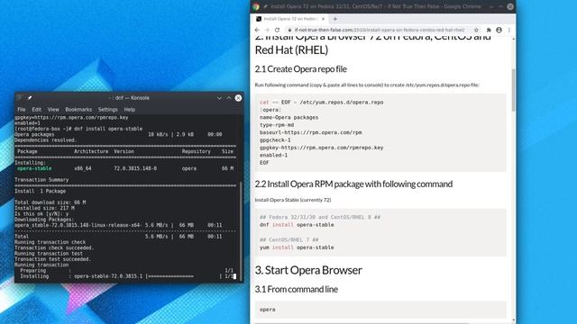 Install Opera Browser 72 on Fedora 32 / Fedora 31 / CentOS 8 / RHEL 8 / CentOS 7 / RHEL 7 смотреть онлайн