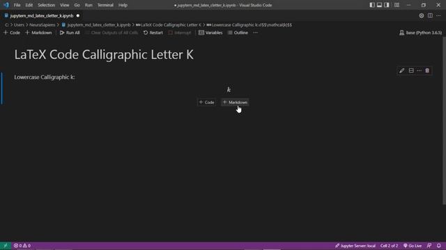 Jupyter Notebook | Markdown | LaTeX | How to Add A Calligraphic Letter K Using LaTeX Code смотреть онлайн