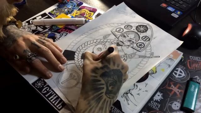 Процесс рисования принта для «Русич Стиль» / Process of creating print for “Rusich Style” смотреть онлайн