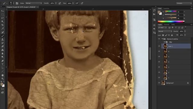 Adobe Photoshop CS6 - Digital Photo Restoration #2 - Timelapsed смотреть онлайн