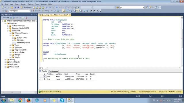 Create database and table SQL SERVER смотреть онлайн