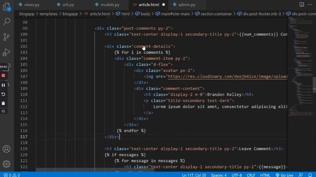 11. Retrieve Comments From Database & Display In Blog Post Page | Django Blog смотреть онлайн