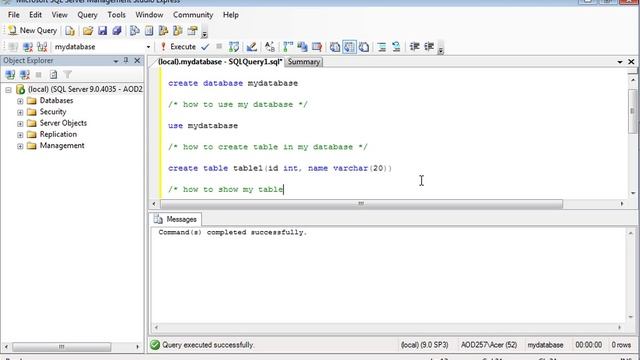 how to create database and table in SQL Server 2005 смотреть онлайн