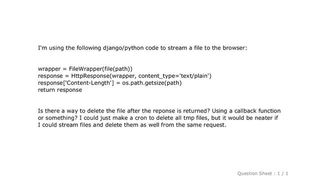 Django : Removing tmp file after return HttpResponse in django смотреть онлайн