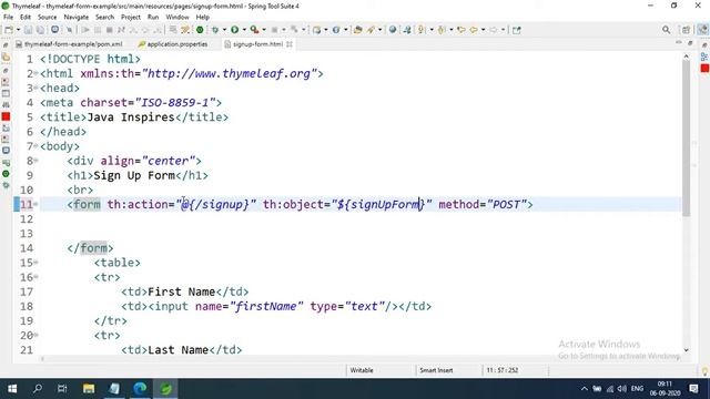 Sign Up Form Example + Thymeleaf Example | Java Inspires смотреть онлайн