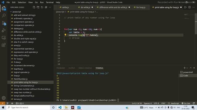 How to Print Table of Any Number Using For loop in Javascript in hindi for beginners смотреть онлайн