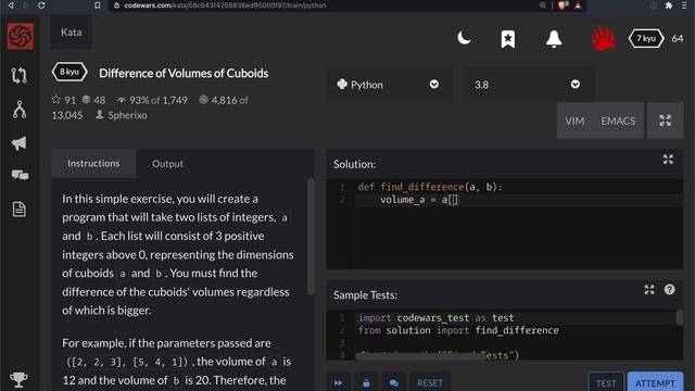 Codewars - Python - Difference of Volumes of Cuboids смотреть онлайн
