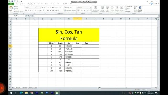 How to use Cos,Sin,Tan Formula in Ms Excel_Urdu_Hindi смотреть онлайн