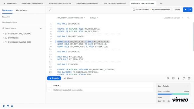 Snowflake - Create and Manage Roles смотреть онлайн