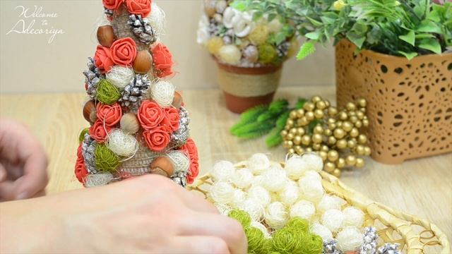 Рождественская ЁЛКА В ГОРШКЕ своими руками | Adecoriya | DIY Christmas tree смотреть онлайн