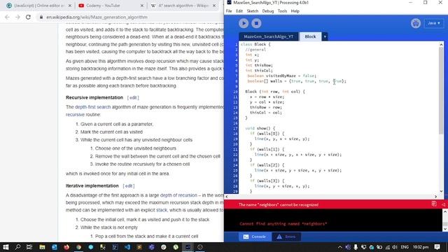 Maze Generator and A* Search Algorithm using Java (Processing) смотреть онлайн