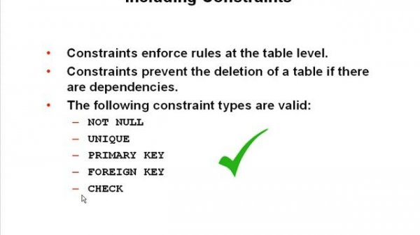 19 Oracle 10g Sql 13  Управление таблицами  Ограничения по целостности