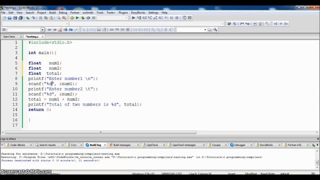 C program to add two decimal numbers in Code Blocks... смотреть онлайн