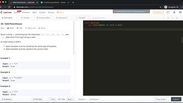 Valid Parentheses (Stack, Easy Level, Leetcode #20) смотреть онлайн