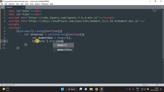 Display current Date & Time on website using JavaScript || moment.js смотреть онлайн