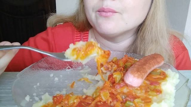 АСМР Картофельное пюре с сосисками/ASMR Mashed Potatoes With Sausages