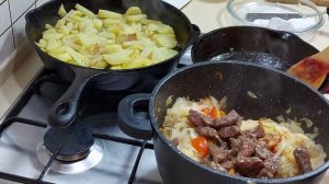 Солянка сборная с капустой,мясом и жаренной картошкой!! Вкус из детства!!!
