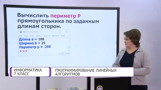 Информатика. 7 класс. Программирование линейных алгоритмов /10.02.2021/ смотреть онлайн