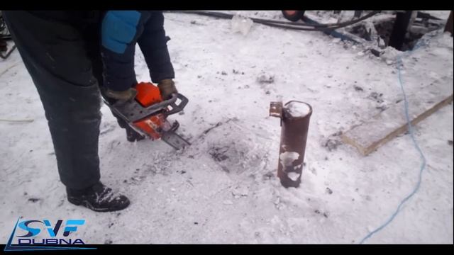 монтаж фундамента со льда на водохранилище смотреть онлайн