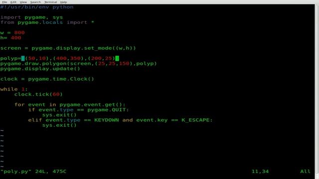 Drawing Polygon in PyGame - Python - Linux смотреть онлайн