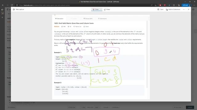 LeetCode 1605 | Find Valid Matrix Given Row and Column Sums | Matrix | Java смотреть онлайн