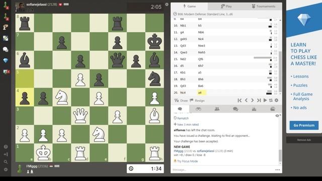 3min chess game |modern defense| (chess.com) смотреть онлайн