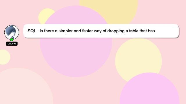 SQL : Is there a simpler and faster way of dropping a table that has foreign key references to othe смотреть онлайн