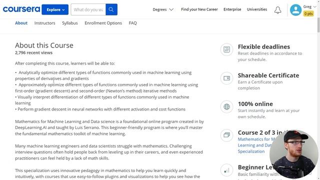 Mathematics for Machine Learning and Data Science - Andrew Ng, Deeplearning.AI and Coursera! смотреть онлайн