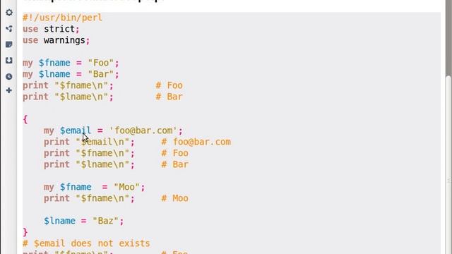 Beginner Perl Maven tutorial: 2.18 - Scope of variables смотреть онлайн