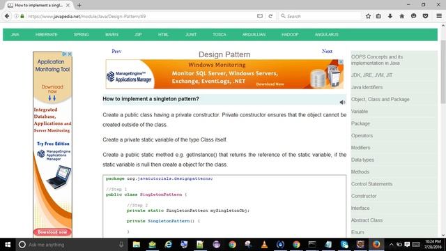 How to implement a singleton pattern?
| javapedia.net смотреть онлайн