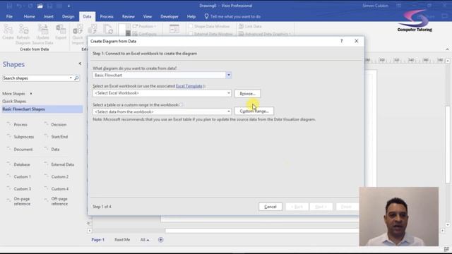 Create Flowchart from Excel Spreadsheet in Visio 2016 with Data Visualizer смотреть онлайн