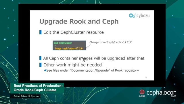 Best Practices of Production-Grade Rook/Ceph Cluster - Satoru Takeuchi, Cybozu смотреть онлайн