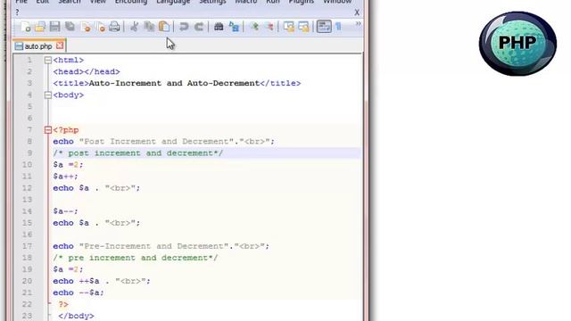 PHP-Auto-Increment and Decrement смотреть онлайн