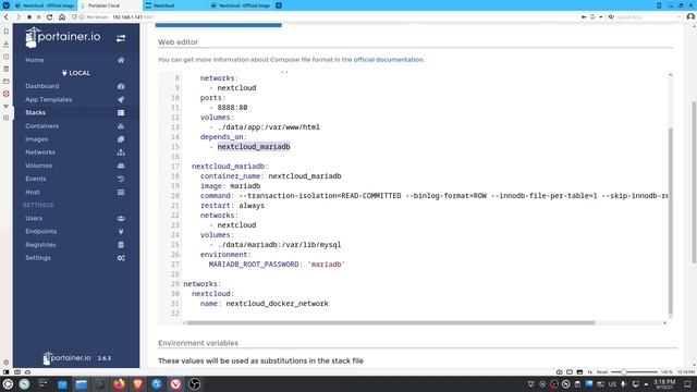 NextCloud on Docker using Portainer смотреть онлайн