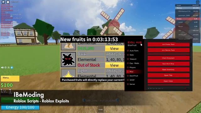 New Roblox Blox Fruits Hack/Script | Max Level,Devilfruit Snipe, Auto Raid,  AND MORE! | Evil Hub