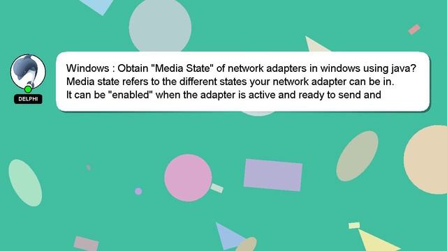 Windows : Obtain "Media State" of network adapters in windows using java? смотреть онлайн