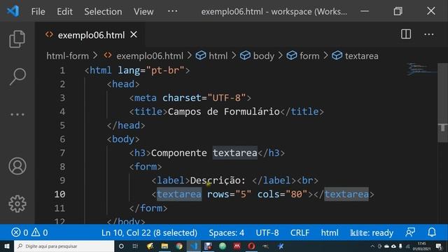 HTML Aula 24 - Elemento textarea смотреть онлайн