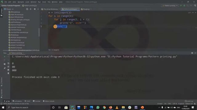 #72-PYTOHN TUTORIAL | PATTERN PRINTING IN PYTHON | EXAMPLE | A AB ABC ABCD смотреть онлайн