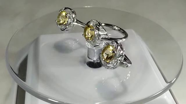 Кольцо и серьги с натуральным бразильским цитрином 8 мм Серебро 925 смотреть онлайн