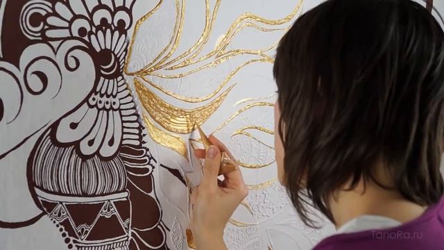 Wall decoration in mehndi style | Роспись стены в мехенди стиле смотреть онлайн