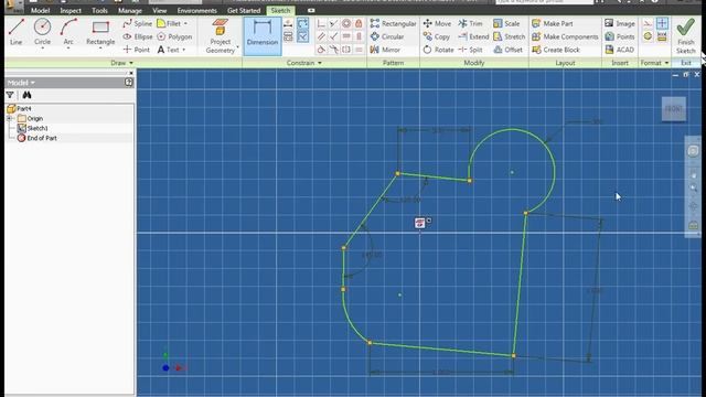 Autodesk Inventor 2010: Lesson 5: Dimensions and constraints in an ipt part file sketch смотреть онлайн