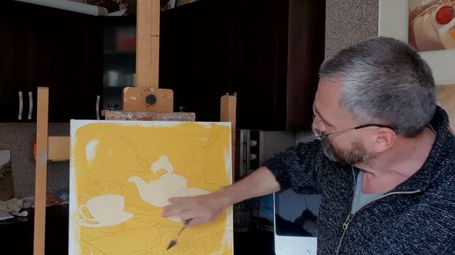 Подготовка к натюрморту "Чай с лавандой" - Урок живописи маслом - Юрий Клапоух смотреть онлайн