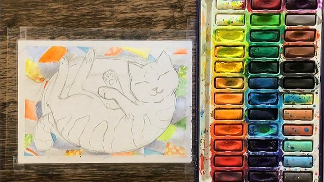 How to paint a Cute Ginger Cat #watercolorpainting #sketching смотреть онлайн