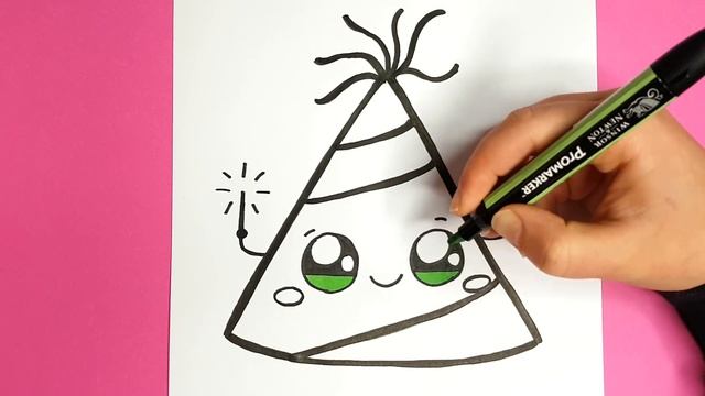 How to Draw a Party Hat Easy and Cute - Happy New Year смотреть онлайн