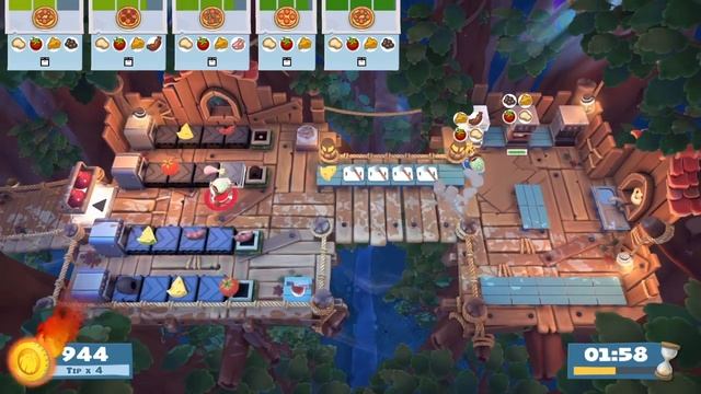Overcooked 2 - Campfire Cook Off Lvl 3-2 - 2 players - Score: 2140 смотреть онлайн