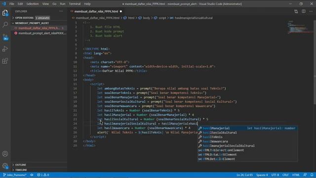 Membuat Prompt dan Alert dengan JavaScript di HTML (Daftar Nilai PPPK) смотреть онлайн